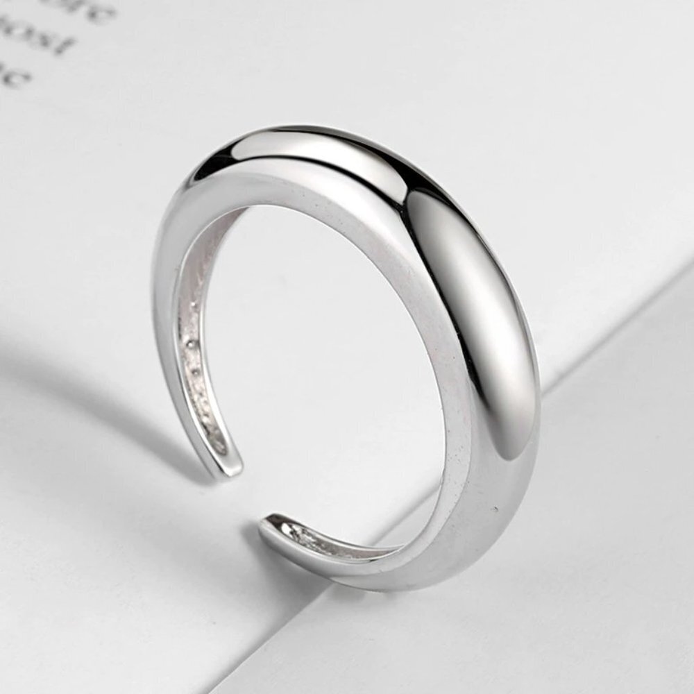 😍925 Sterling Silver Unisex Chunky Minimalistic Smooth Adjustable Ring, F208